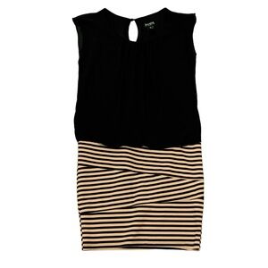 ENFOCUS STUDIO bodycon dress size 4 black and tan stripes.